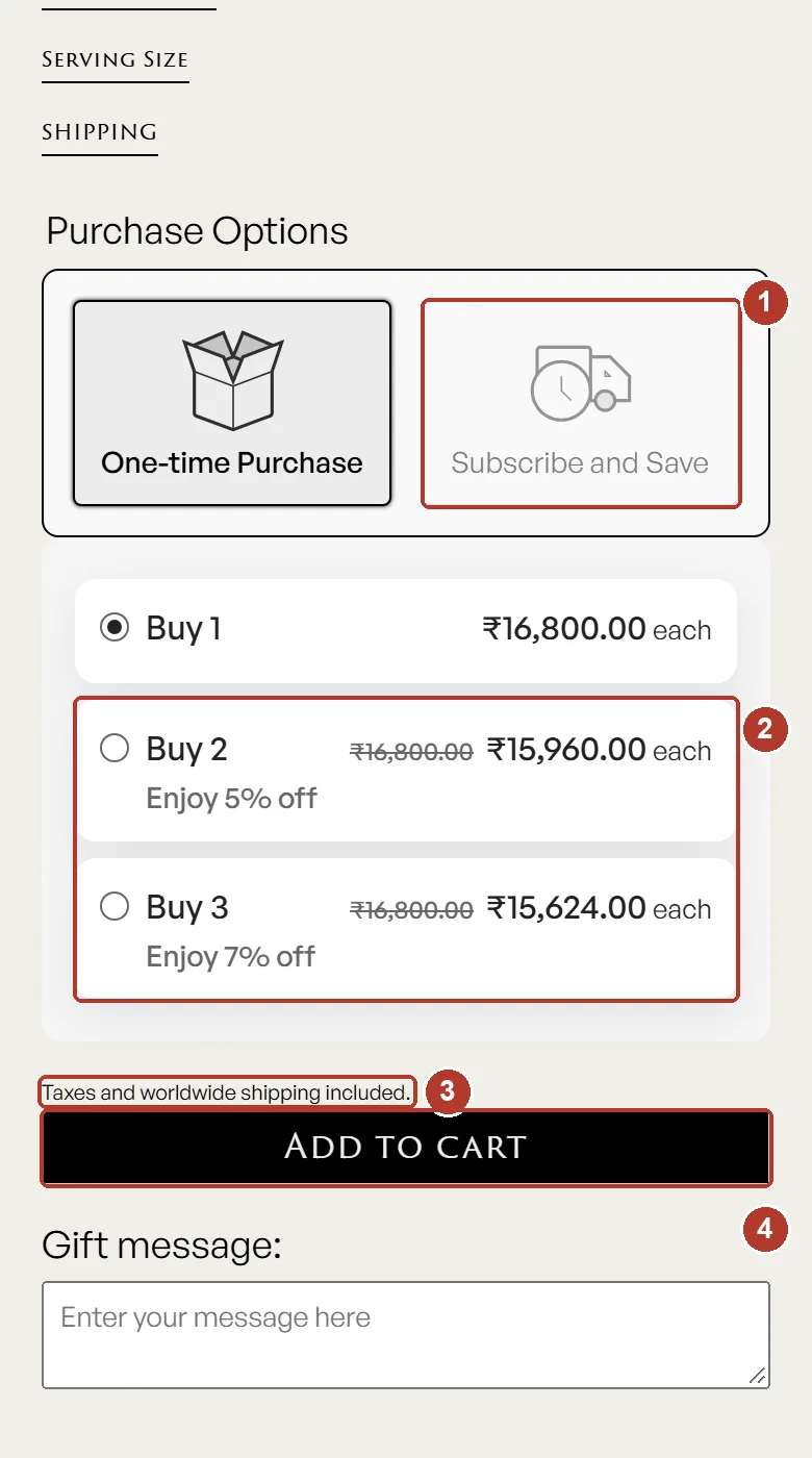 Mobile buy box with annotations
